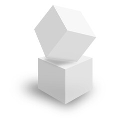 White cubes stacked on and shadow vector illustrator
