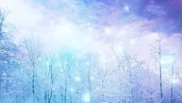 romantic winter landscape with magic mystic lights and snow like magical fairy-tale fantasy winter 