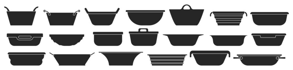 Bowl isolated black set icon. Vector black set icon basin. Vector illustration monster bowl on white background.