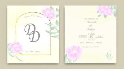 Fototapeta na wymiar wedding invitation with water color flower element