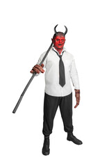 Fototapeta premium Devilman holding sticks