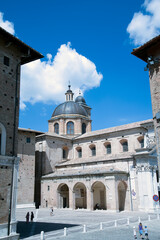 Urbino, (PU), Italy - August 10, 2022: Cattedrale di Santa Maria Assunta, Urbino, Pesaro Urbino, Marche, Italy, Europe