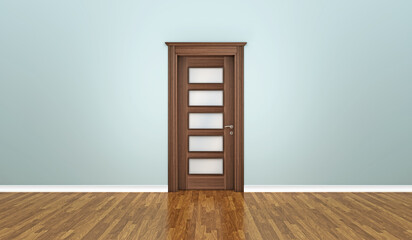 Empty interior scene with door, 3d illustration
