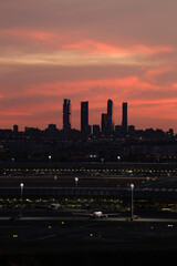Fototapeta na wymiar Landscape view of sunset in Madrid