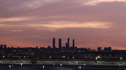 Sunset in the city of Madrid