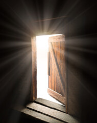 Old open grunge wooden door