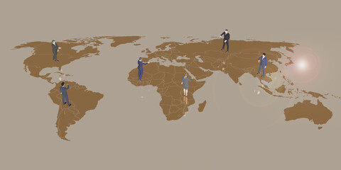 Entrepreneurs Connecting People from Around the World and World Map People and Activities Social Connect 3D Illustrations