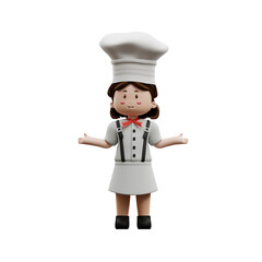 3d rendering female chef cute
