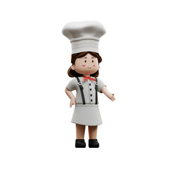 3d rendering female chef cute
