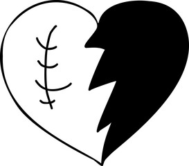 Wounded heart with seam and crack