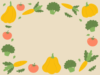 Set of vegetables. Broccoli, pumpkins, carrots, tomatoes. Vector illustration in flat style.