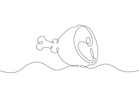 recommend clip art: One continuous line. Ham on the bone. Meat on the bone. Meat Ham. Flat minimal icon. One continuous line on a white background.