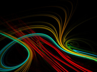 Abstract color dynamic background with lighting effect. Fractal wavy. Fractal art