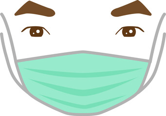 People in protective medical face masks. Protection from virus, Covid-19, pm2.5, smog. Vector illustration.