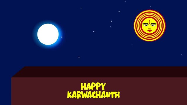 Happy Karwachauth Greeting card , Animated banner