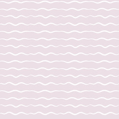 Vector seamless background with white waves and stripes on pink. Pattern for wrapping paper. girly backdrop
