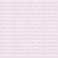 Vector seamless background with white waves and stripes on pink. Pattern for wrapping paper. girly backdrop
