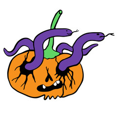 
cartoon style vector illustration halloween pumpkins