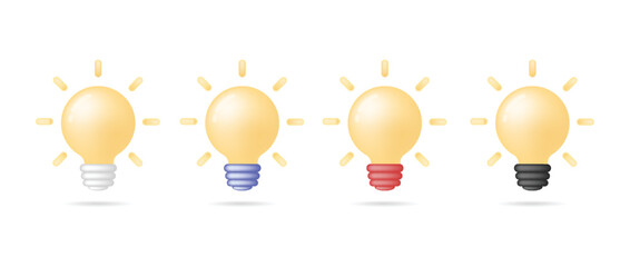Set light bulb of creative thinking ideas. Design 3D for business. Vector illustration
