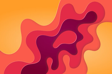 3D abstract background with deep orange paper cut waves. Wavy geometric poster. design layout for business presentations, flyers, posters, invitations ,book cover or annual report template design