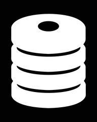 Database icon vector. Icon isolated on bkack background