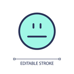 Neutral emoji pixel perfect RGB color ui icon. Emotional expression. Indifferent. Simple filled line element. GUI, UX design for mobile app. Vector isolated pictogram. Editable stroke. Arial font used