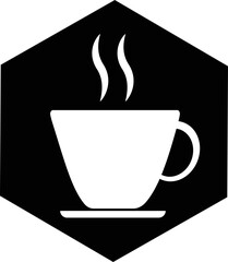 Cup of coffee. Coffee cup icon. Coffee icon isolated on black background