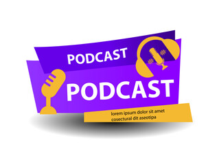 Microphone icon podcast logo design with shape and gradient collor icon for talk and business show vector template design
