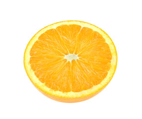 Slices of fresh ripe orange on white background
