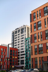 EU Modern european complex of apartment buildings. And outdoor facilities. Mixed media