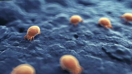 3d rendered medical animation of  dust mites