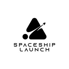 minimal space ship launch logo in a triangle shape design illustration