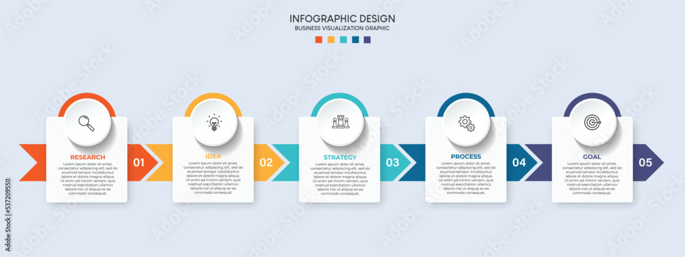Poster steps business timeline process infographic template design with icons