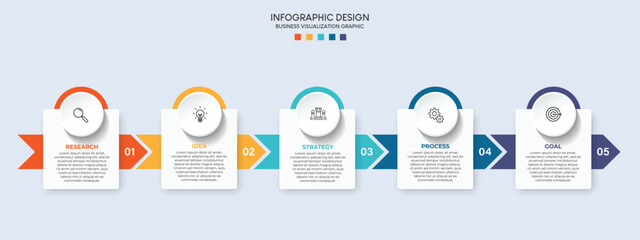 Steps business timeline process infographic template design with icons
