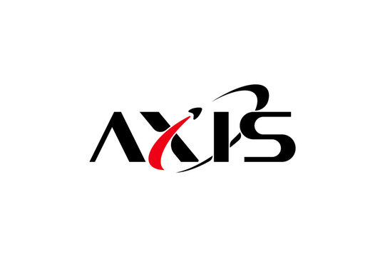 letter A X I S with space ship rocket launch logo design illustration