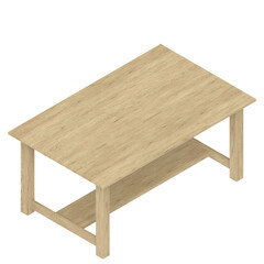 3d rendering illustration of a oak desk table