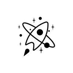 minimalist launched rocket in the space logo design illustration
