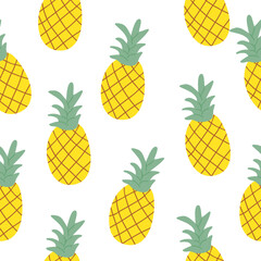 Seamless pattern of pineapple on white background