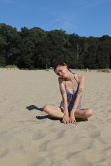 beautiful girl relaxing on the beach