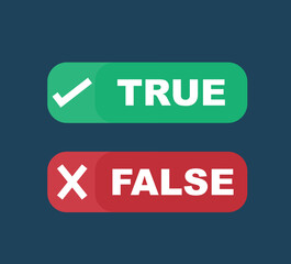 true and false words with icons - obrazy, fototapety, plakaty