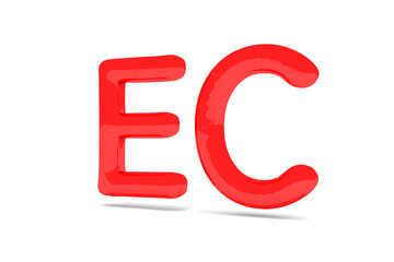 白背景に浮かぶ赤いEC(eコマース)の立体文字