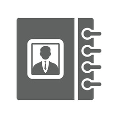 Address, book, contact icon. Gray vector graphics.