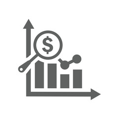 Analysis, analytics, diagram icon. Gray vector graphics.