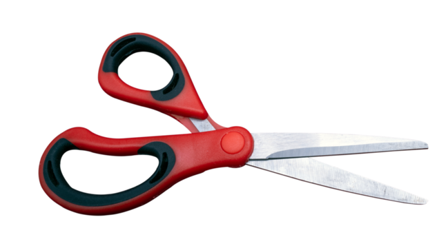 une paire de ciseaux manche plastique rouge et noir