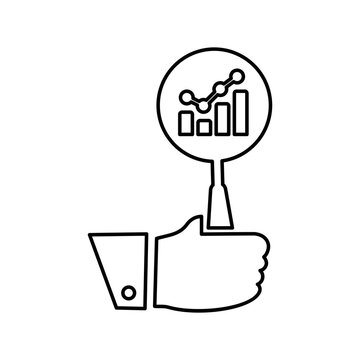 hand holding magnifying glass with chart clip art preview
