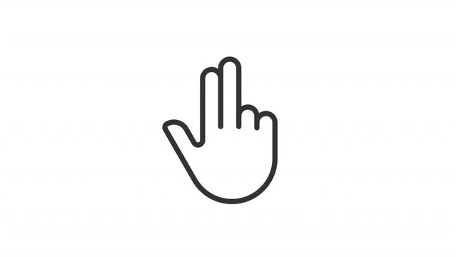 Animated multi touch linear icon. Double finger control. Touchscreen navigation. Display control. Seamless loop HD video with alpha channel on transparent background. Outline motion graphic animation