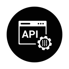 Api, application, web, development icon. Black vector design.