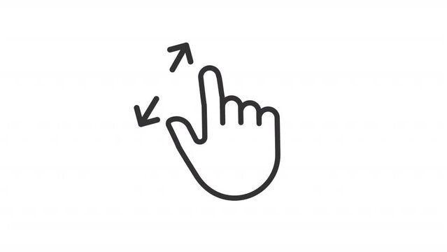 Animated zoom in touch linear icon. Enlargement. Magnify image. Touchscreen control gesture. Seamless loop HD video with alpha channel on transparent background. Outline motion graphic animation