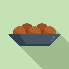 Falafel ball icon flat vector. Cooking plate. Vegan delicious