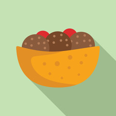 Falafel with herbs icon flat vector. Cooking plate. Vegan pocket